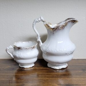 Vintage Wheeling Pottery Pitcher And Cup